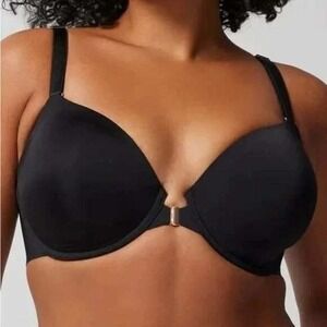 Soma Vanishing 360 Unlined Perfect Coverage Bra Size 34B Front Close Black NEW